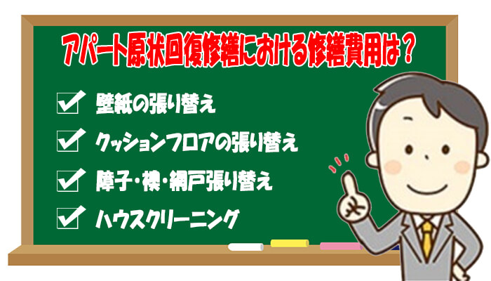 アパート原状回復修繕費用